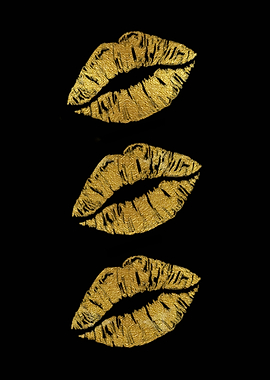 Golden Lips on Black