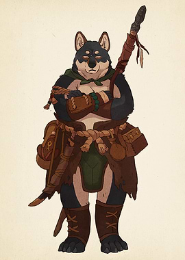 Anthropomorphic Dog Adventurer Illustration