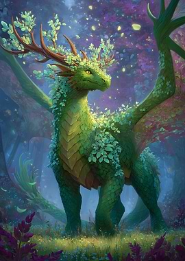 Leafy Green Dragon in Enchanted Forest