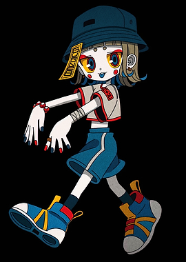 Stylized Character Illustration with Urban Fashion