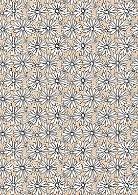 Daisy Flower Pattern on Beige Background