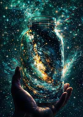 Galaxy in a Jar - Cosmic Universe Held in Hand