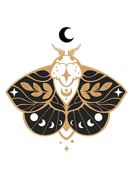 Moth with Moon and Star