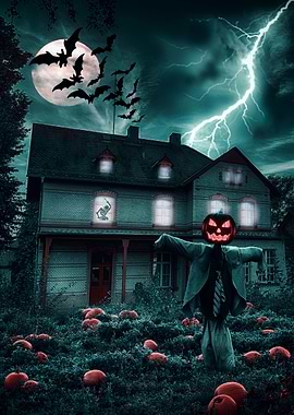 Spooky Halloween Night Scene