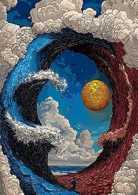 Surreal Ocean Wave and Land Art