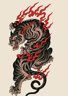 Flaming Tiger Illustration