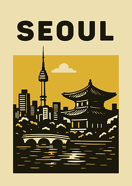 Seoul Cityscape Illustration