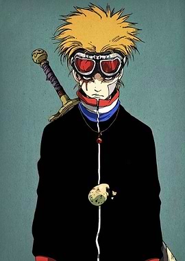 Anime Character with Sword and Goggles