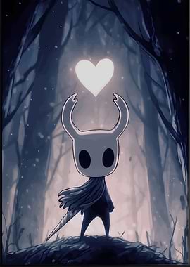 Hollow Knight with Heart in Forest