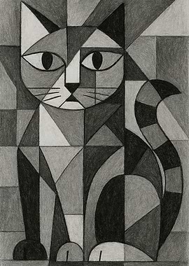 Geometric Cat Art