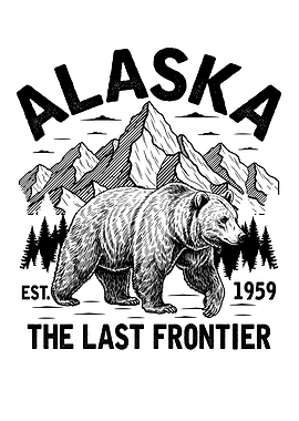 Alaska: The Last Frontier Bear Illustration