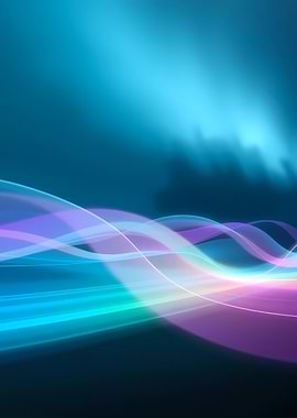 Abstract Light Waves on Blue Background