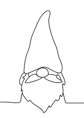 Minimalist Gnome Line Art