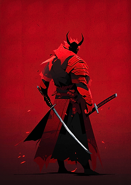 Red Samurai Warrior with Dual Swords