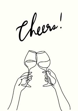Cheers Wine Toast Minimalist