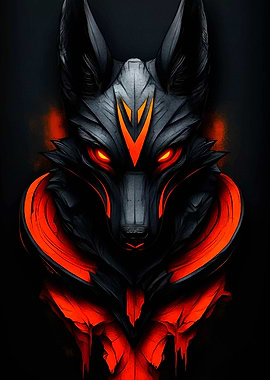 Cyberpunk Wolf with Glowing Red Eyes