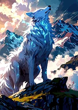 Howling Wolf on Mountain Peak