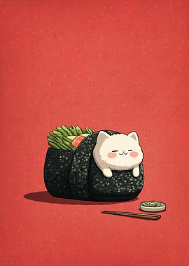 Sushi Cat Cartoon