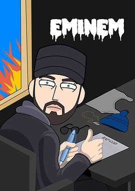 Eminem Cartoon Writing Rap God