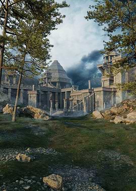 Ancient Temple Ruins in Natural Setting