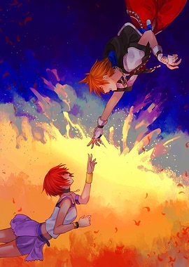 Kingdom Hearts: Sora and Kairi Reaching