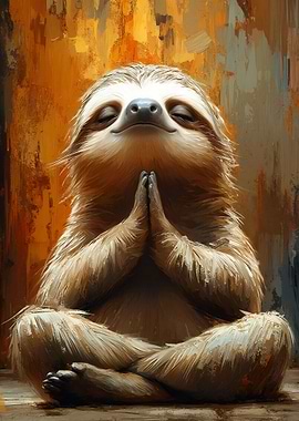 Meditating Sloth Art