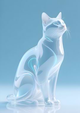 Elegant Glass Cat Sculpture