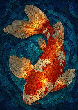 Koi Fish Stained Glass Art