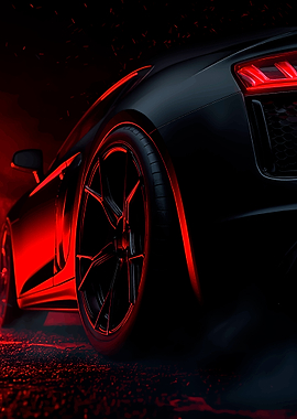 Sleek Black Car with Red Highlights