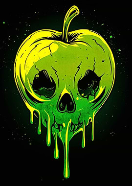 Poison Apple Skull Illustration