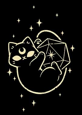 Cute Magical Black Cat D20