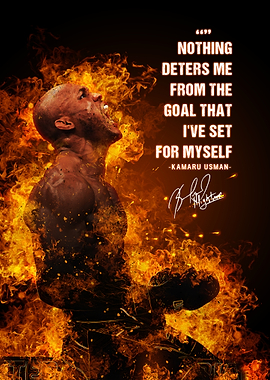 Kamaru Usman Motivational Fire Poster
