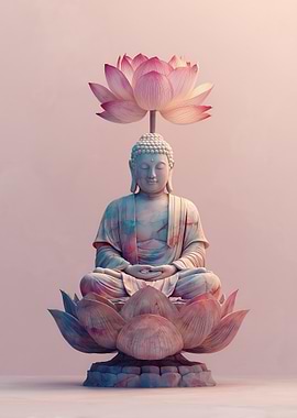 Buddha Statue With Lotus Flower