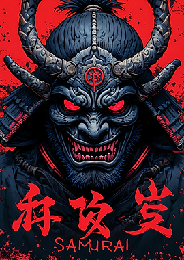 Demonic Samurai Warrior with Red Eyes