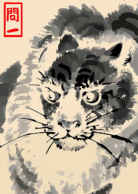 Tiger Sumi-e Style Portrait