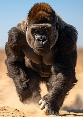 Charging Gorilla Portrait