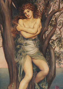 Ethereal Woman Embracing a Tree