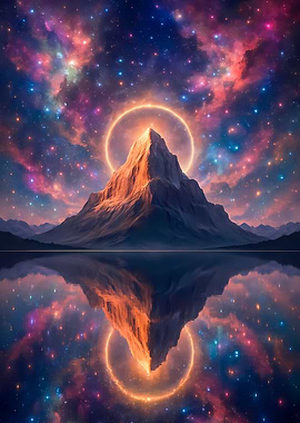 Mountain Peak with Cosmic Reflection