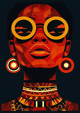 Abstract Portrait of Woman with Sunglasses