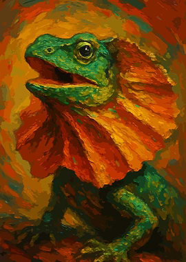 Frilled Lizard Painting Art