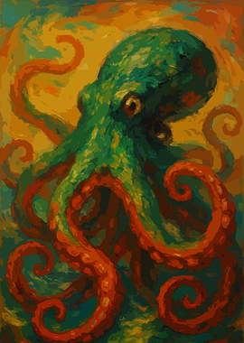 Abstract Octopus Painting Art