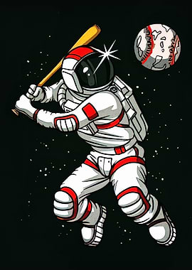 Astronaut Baseball Player in Space