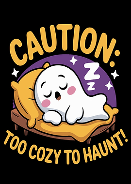 Cute Ghost Sleeping Cartoon Illustration