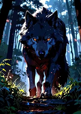 Wolf in the Woods Illustration