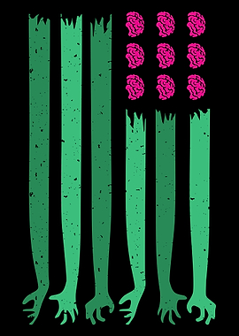Zombie American Flag with Brains