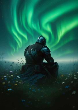Knight under Aurora Borealis