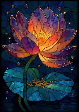 Stained Glass Lotus Flower Art
