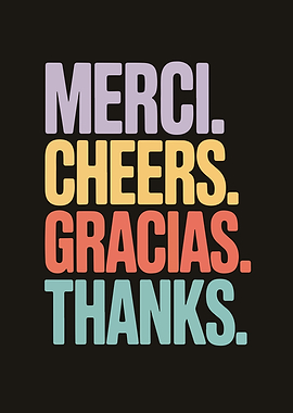 Multilingual Thanks Typography on Black