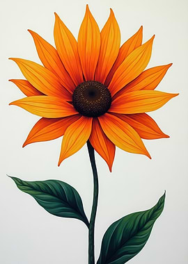 Orange Flower with Green Leaves