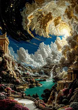 Heavenly Landscape with Classical Architecture